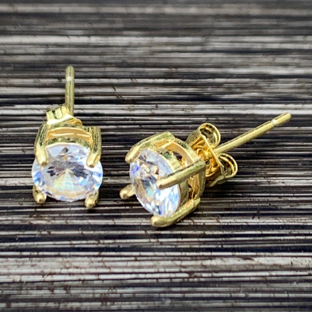 Round Earring Studs 6mm Gold